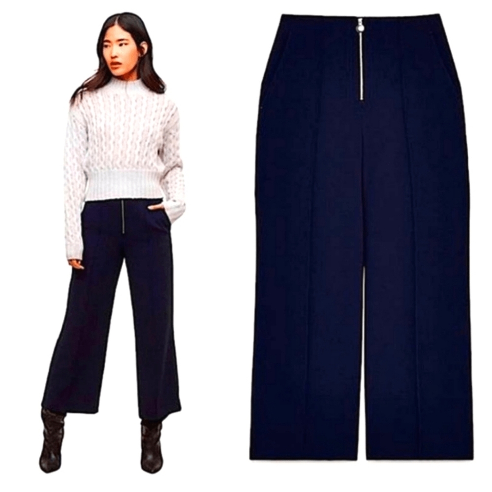 Aritzia Wilfred Nolay Black Wide‑Leg High‑Waisted Cropped Pants • Size 4 • S